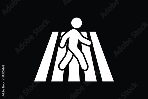 Pedestrian crosswalk icon set, Zebra crossing vectors flat, outline style, Road safety sign, Traffic walkway symbol, Urban street crossing design, city transport illustration on transparent background
