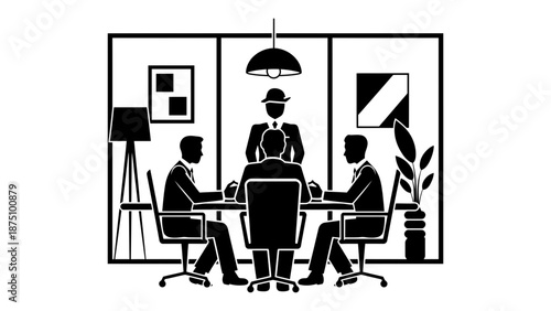A group of business professionals in a meeting with a presenter