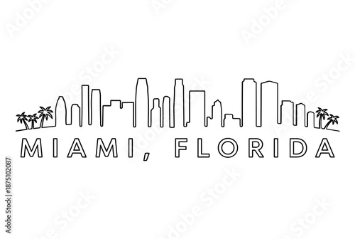 miami florida city skyline with palm trees