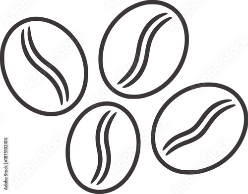 Four dark gray outline coffee beans