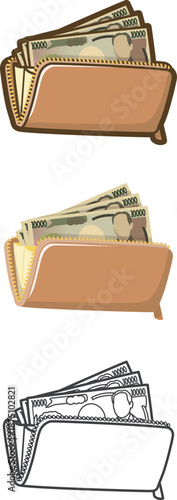 長財布に入った三万円