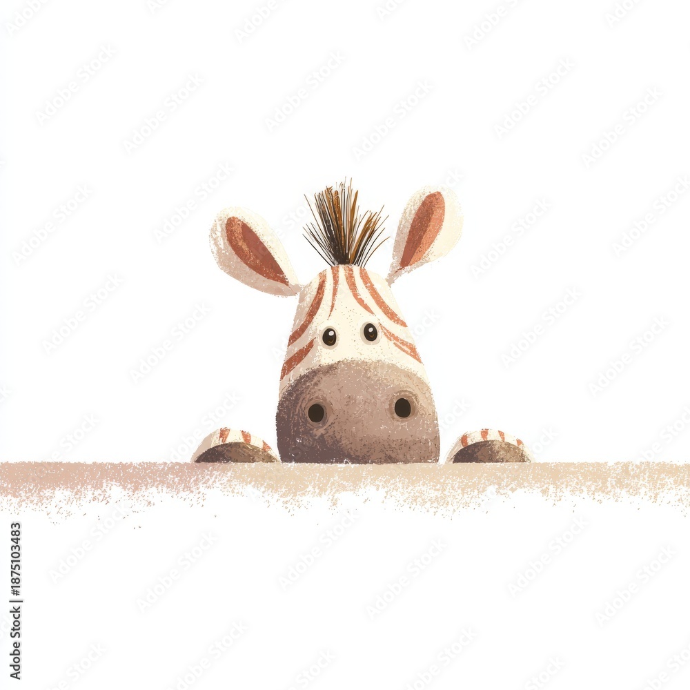 Naklejka premium a quirky zebra peeking over a line