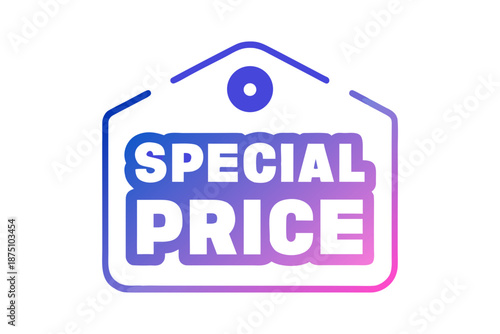 Minimalist Flat Vector Price Tag Design with Special Price Text, Soft Color Palette on White Background for Retail and E-commerce