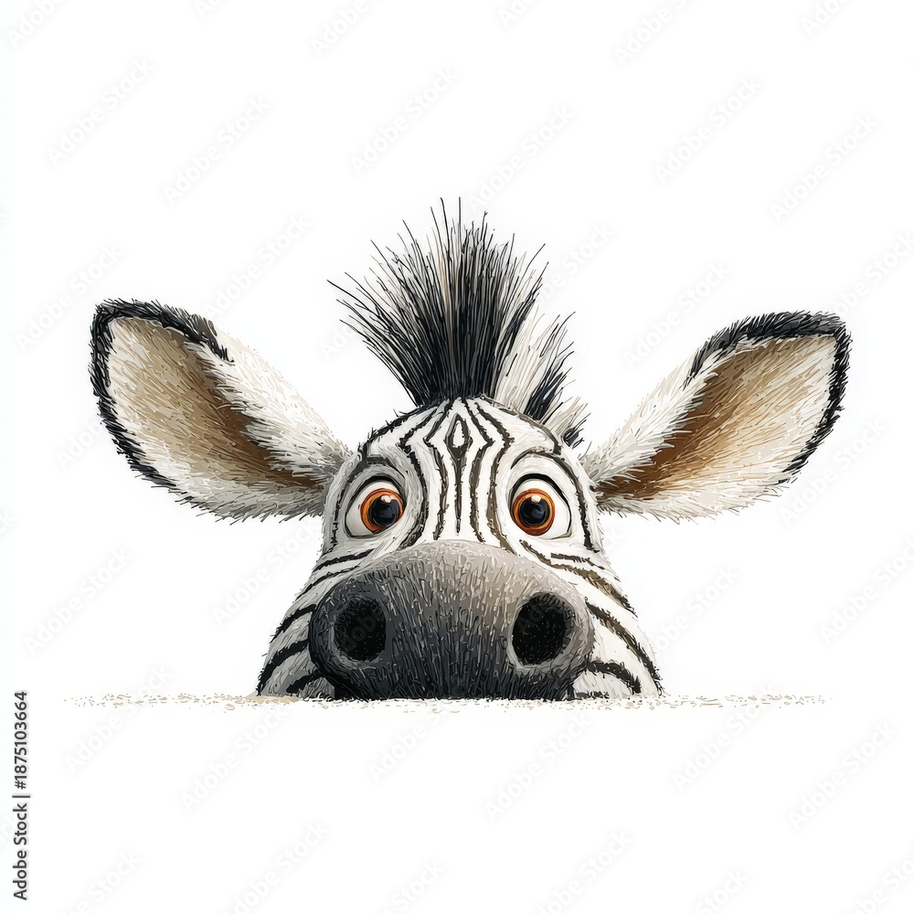 Naklejka premium a quirky zebra peeking over a line