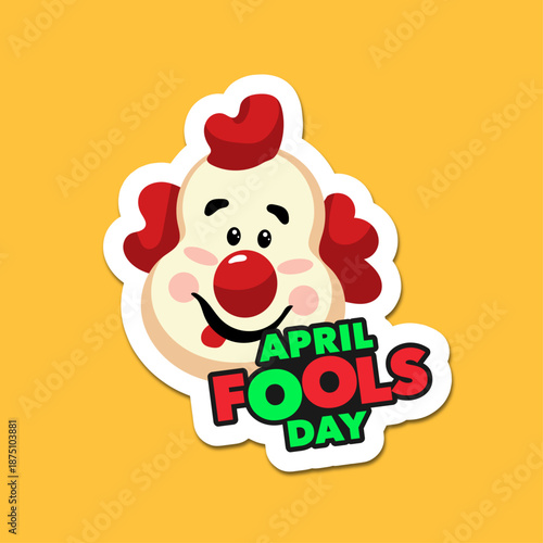 Clown holiday april fool's day sticker character with red nose