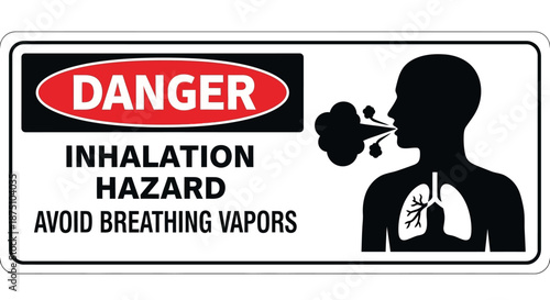 Danger Inhalation Hazard Avoid Breathing Vapors Warning Sign - Essential Workplace Safety Message for Respiratory Protection