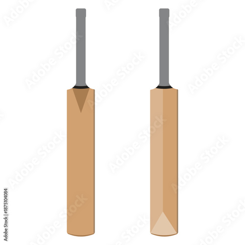Cricket Bat Vector Illustration Isolated on White Background – Professional Wooden Sports Equipment Design for Cricket Games, Training, Tournament Branding, Sports Icons, and Graphic Design Use