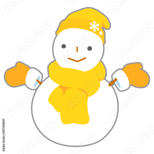 ニット帽とマフラーの雪だるま　線あり