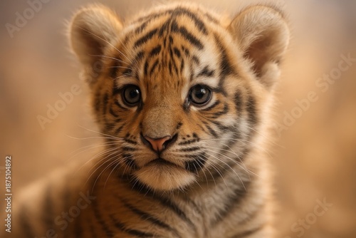 Adorable tiger cub portrait photography.
