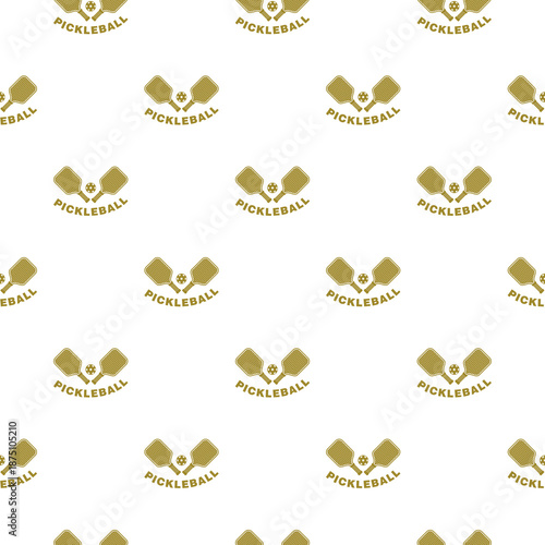 Pickleball with a ball and rackets for playing seamless pattern isolated on white background