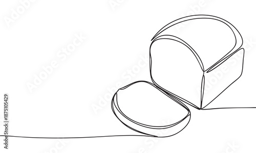 Continuous Line Art of a Bread Loaf and Slice