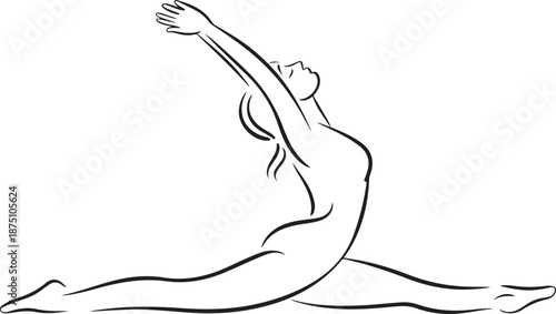 Continuous Line Drawing One-Legged King Pigeon Pose (Eka Pada Rajakapotasana)
