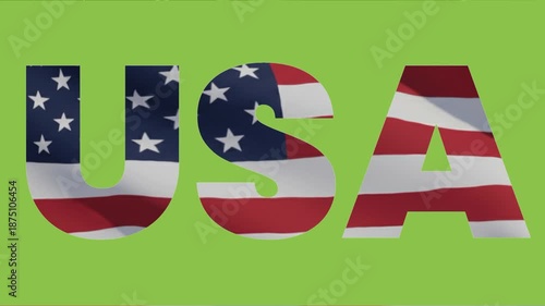 USA text with green background for the purpose of chroma key editing 