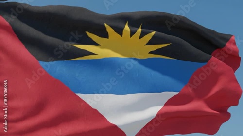 Antigua and Barbuda flag waving animation video 