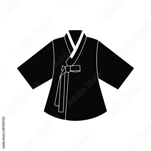 Korean traditional hanbok jeogori top vector icon, ethnic clothing upper garment silhouette, Asian fashion design