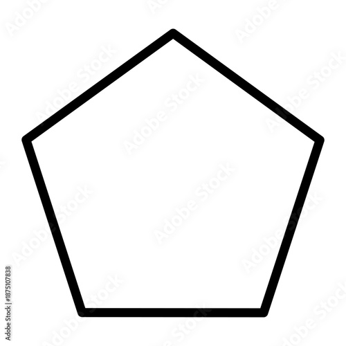 Regular pentagon geometry icon with equal sides and angles, simple line polygon shape for mathematics and science background.