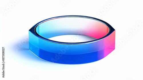 3D rendered, abstract, geometric band with gradient coloring, isolated on white background