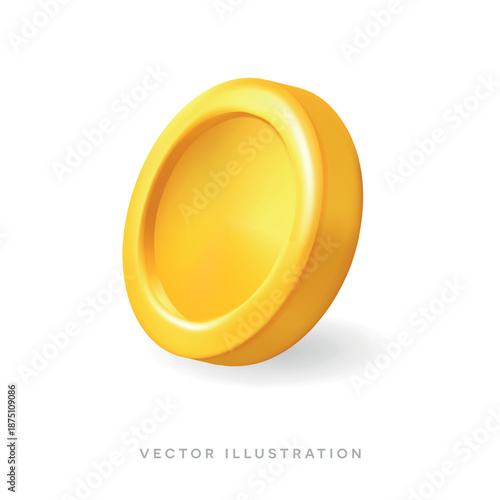 3d gold coin. Casino currency token icon. Slot game render, lucky gambling chip. St. Patricks day illustration