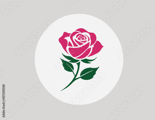 Beautiful hand-drawn pink rose illustration with soft watercolor splashes and green leaves, isolated on a clean white background. This elegant floral artwork symbolizes love, romance, beauty.