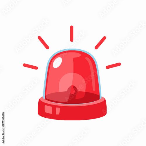 Whimsical cartoon red siren light vector illustration for alarms and warnings