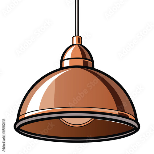 Elegant copper-toned pendant light illustration suspended from the ceiling