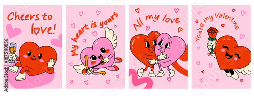 Cute Heart Characters with Valentine's Day Messages