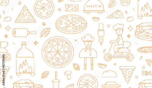 pizza italian cuisine seamless pattern for packaging label and print