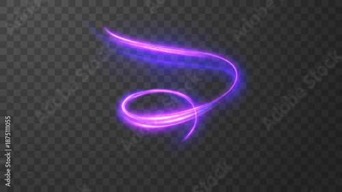 Futuristic motion vector background with neon light trails streaking through dark scene. Perfect for illustrating cyberpunk aesthetics, tech innovation, data transfer speed, and digital connectivity