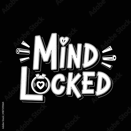 Mind Locked creative typography design with heart and lock elements.