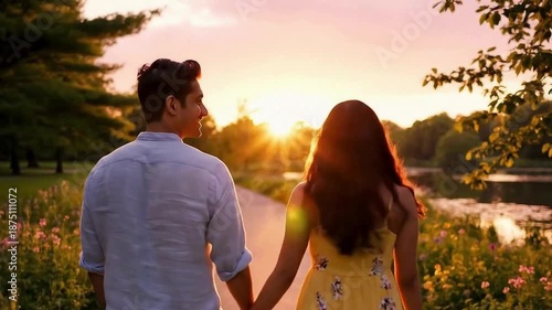 Wallpaper Mural Couple Walking Together During Sunset . a Romantic and Peaceful walk Torontodigital.ca