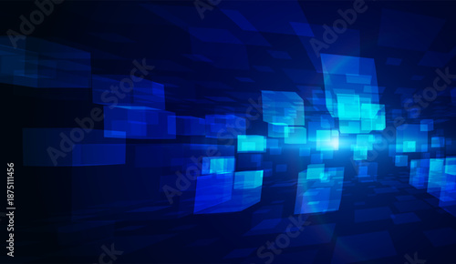 Glowing data 3d cubes abstract digital vector background. Perfect for AI concepts, big data visualization, technology presentations for websites and corporate media