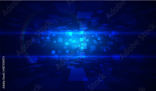 Glowing data 3d cubes abstract digital vector background. Perfect for AI concepts, big data visualization, technology presentations for websites and corporate media