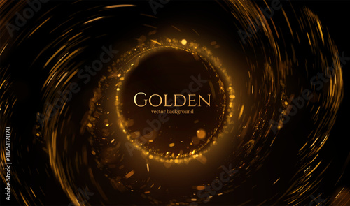 Prestige round award frame from glowing golden bokeh light. Elegant, ceremonial border for high achievement and honor, perfect for corporate recognition graphics, certificates, and award presentations