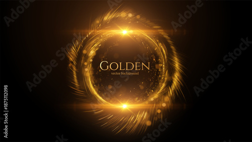 Prestige round award frame from glowing golden bokeh light. Elegant, ceremonial border for high achievement and honor, perfect for corporate recognition graphics, certificates, and award presentations
