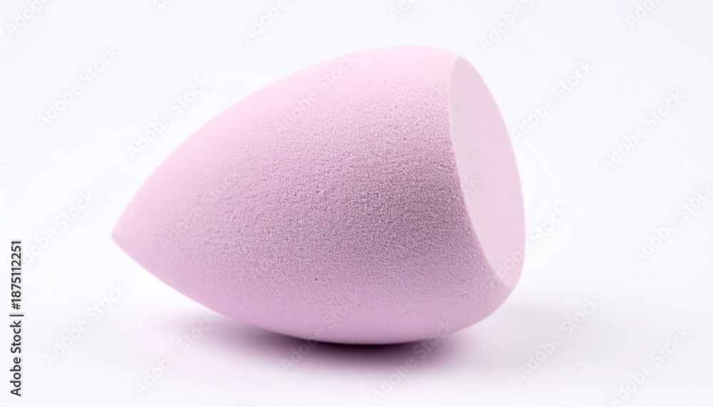 Obraz premium Close-Up of a Pink Makeup Sponge on a White Background