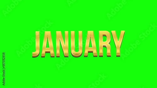 January Gold Text Animation Green Screen