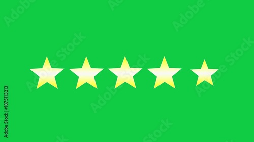 ratings animation five star with greenscreen background
