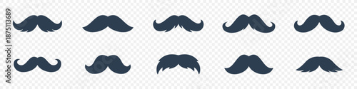 Vector moustache icons. Retro mustaches set for barbershop logos, hipster branding, party props and creative graphic design projects.