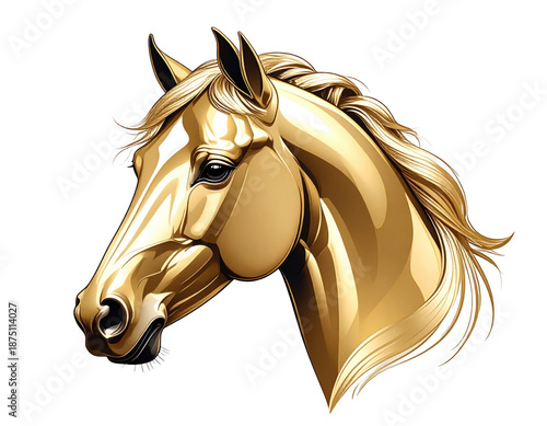 Minimalist gold line art of a horse head luxury branding style isolated
