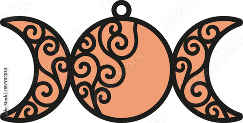 Magical Moon Sun Catcher SVG Dxf, Whimsical Swirl Crescent, Laser Cut File Glowforge, Stained Glass Acrylic Window Ornament, Halloween Decor
