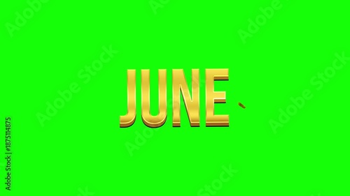 June Gold Text Animation Green Screen