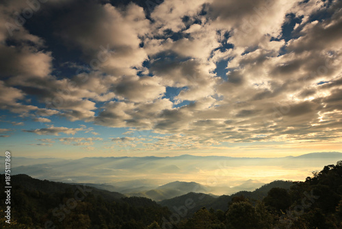 Scenic landscape of Doi Miang and Doi Thong viewpoint. The highest viewpoint in Pai District at Mae Hong Son Province, Thailand