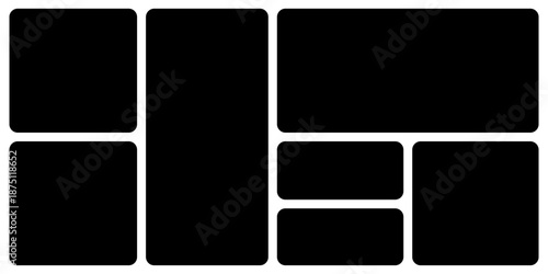 Template photo collage 7 pictures blank color style for moodboard, album, bendo graphic design