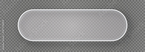 Glassmorphism button shape UI design element isolated on transparent background. Frosted glass shapes for web, app, banner, social media, design projects