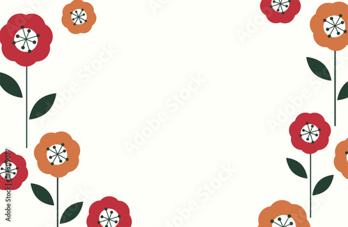 レトロな花と葉のフレーム