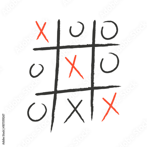 Tic tac toe game. Noughts and crosses sign. Chalk textured. Vector