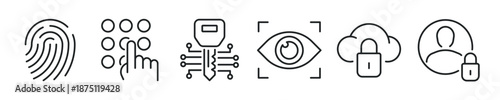 Digital Security  thin line icon set. Web minimal editable stroke icons