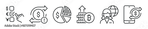 Finance thin line icon set. Web minimal editable stroke icons