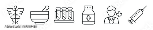 Pharmacy thin line icon set. Web minimal editable stroke icons