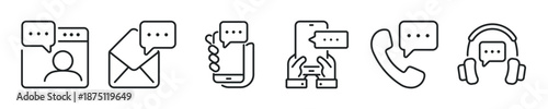 Message thin line icon set. Web minimal editable stroke icons